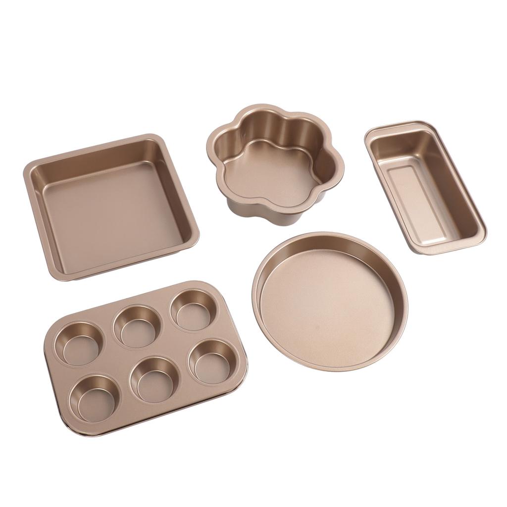 6pcs Bakeware Set Loose Bottom Carbon Steel Anti Stick Baking Pans Set for   Muffin Pizza