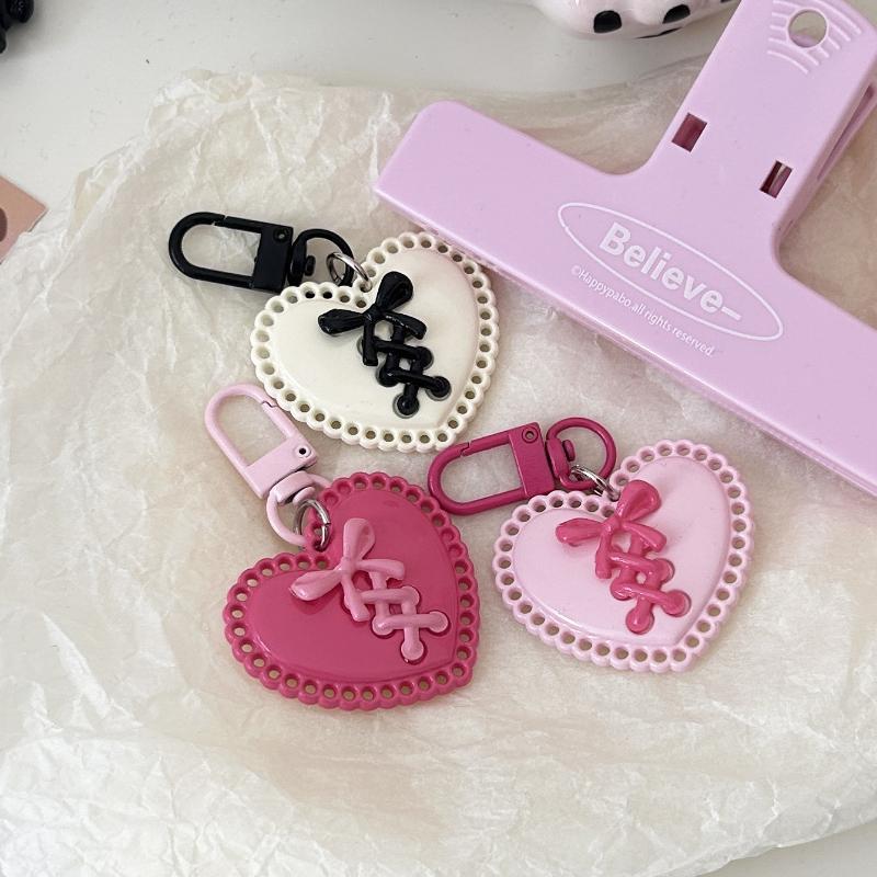 1PC Keychain Initial Pendant For Bags Backpacks Key Accessory Bowknot Creative Plastic Portable Heart Gift Colourful Lightweight