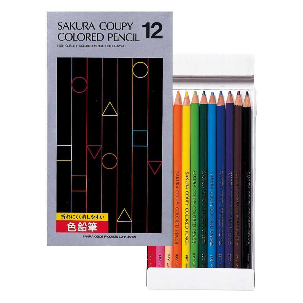 Sakura Cray-Pas Crayon-Pencils, 12 Colors, Paper Box
