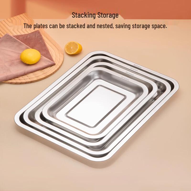 OEING Food-Grade 304 Stainless Steel Rectangular Tray