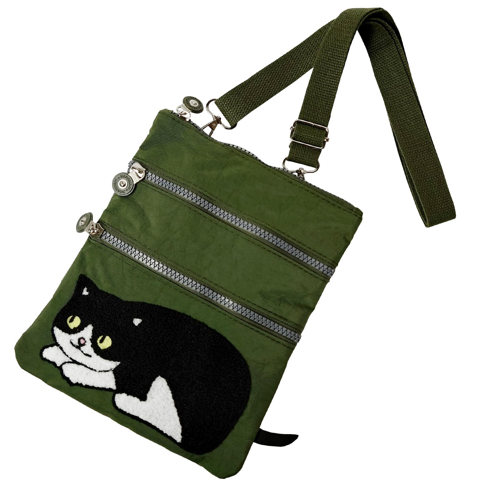 

Shoulder bag for with cat pattern shoulder going green [CROSSMABARY] women, crossbody, cute, lightweight, simple, large, vertical, thin, stylish, зелений