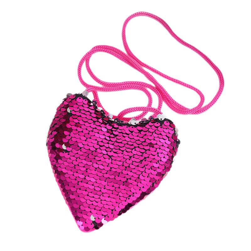 Creative Zipper Backpack for Kids: Sequin Heart Crossbody & Coin Pouch for Little Girls - Cute and Girly Design