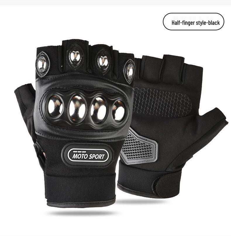 Men's Motorcycle Riding Gloves with Stainless Steel Hard Shell and Anti-Fall Protection for Mountain Biking