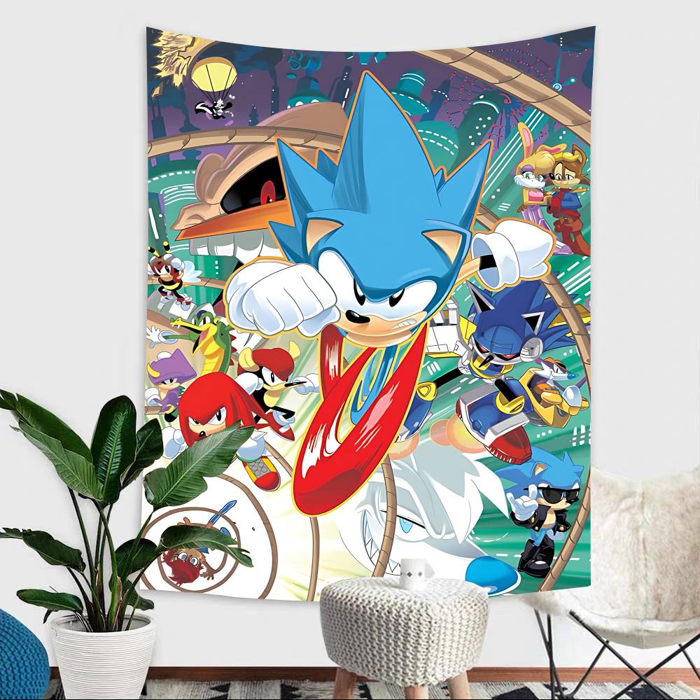 Classic Anime Sonic Characters Theme Background Party Decoration Baby Gifts Space Decoration Banner Children Photography Props