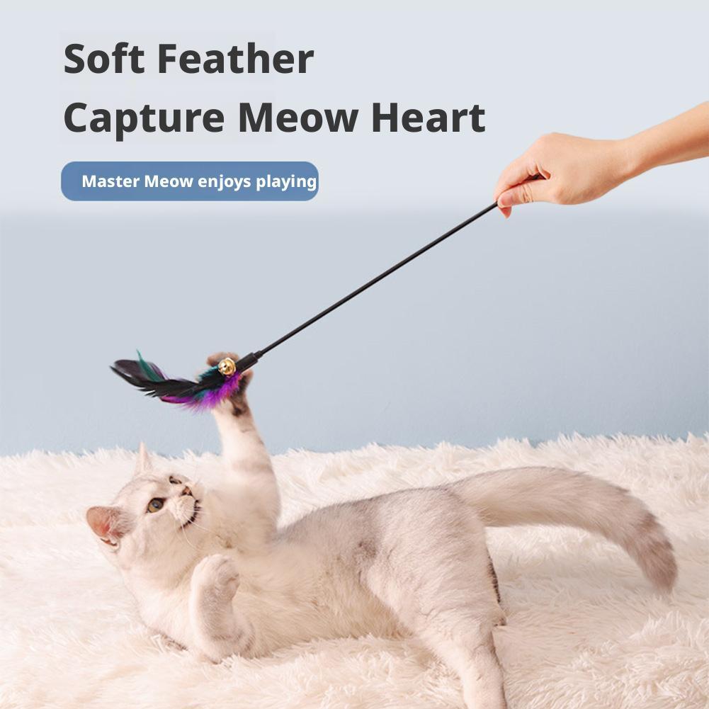 Cat Interactive Wand Colorful Feather Chicken Feather Cat Stick Bell Portable Creative Fashion Novelty Pet Cat Supplies