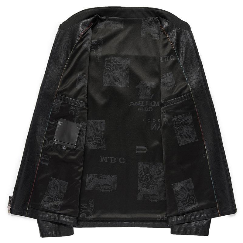 Autumn and Winter Men's Leather Jackets, Middle-aged Business Casual Loose Velvet Leather Jackets, Sheepskin Stand-up Collar Jackets