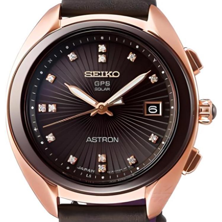 Seiko Quartz/Satellite Solar Collection 100m Water Resistant Solar Quartz Movement Leather Strap STXD004J