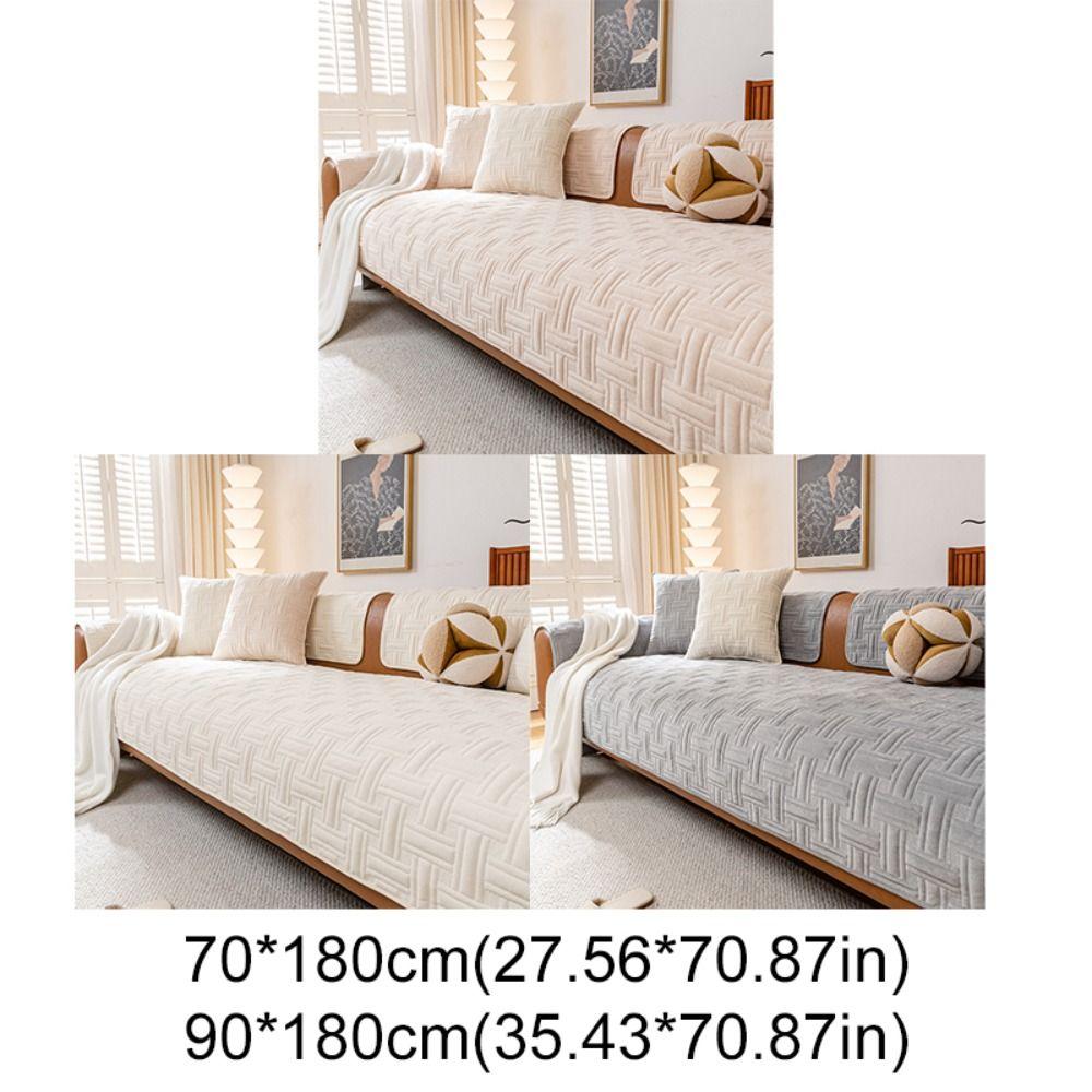 Weaving Pattern Crystal Velvet Sofa Cushion Warm Wearproof Sofa Seat Cover Cloth Nordic Style Non-Slip Sofa Towel Living Room