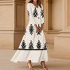 Dresses For Womens Vintage Tunic Waisted Midi Dress Summer Casual 3/4 Sleeve Dress