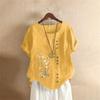 T-shirt Estiva Oversize in Cotone e Lino a Maniche Corte, Abbigliamento Donna Oversize Stampato in Cotone e Lino