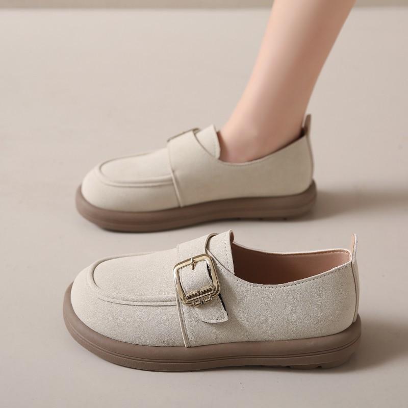 

Женские кожаные туфли большого размера на мягкой подошве, новая осенняя коллекция, британские, на плоской подошве, удобные и универсальные спортивные туфли 42 бежевый