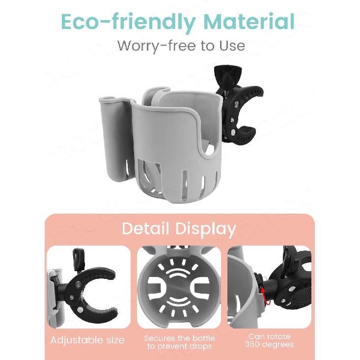 1PC 2-in-1 Universal Stroller Water Cup Holder With Phone Holder Universal Bottle Holder For Wheelchair Stroller Accessories Cup Holders 5