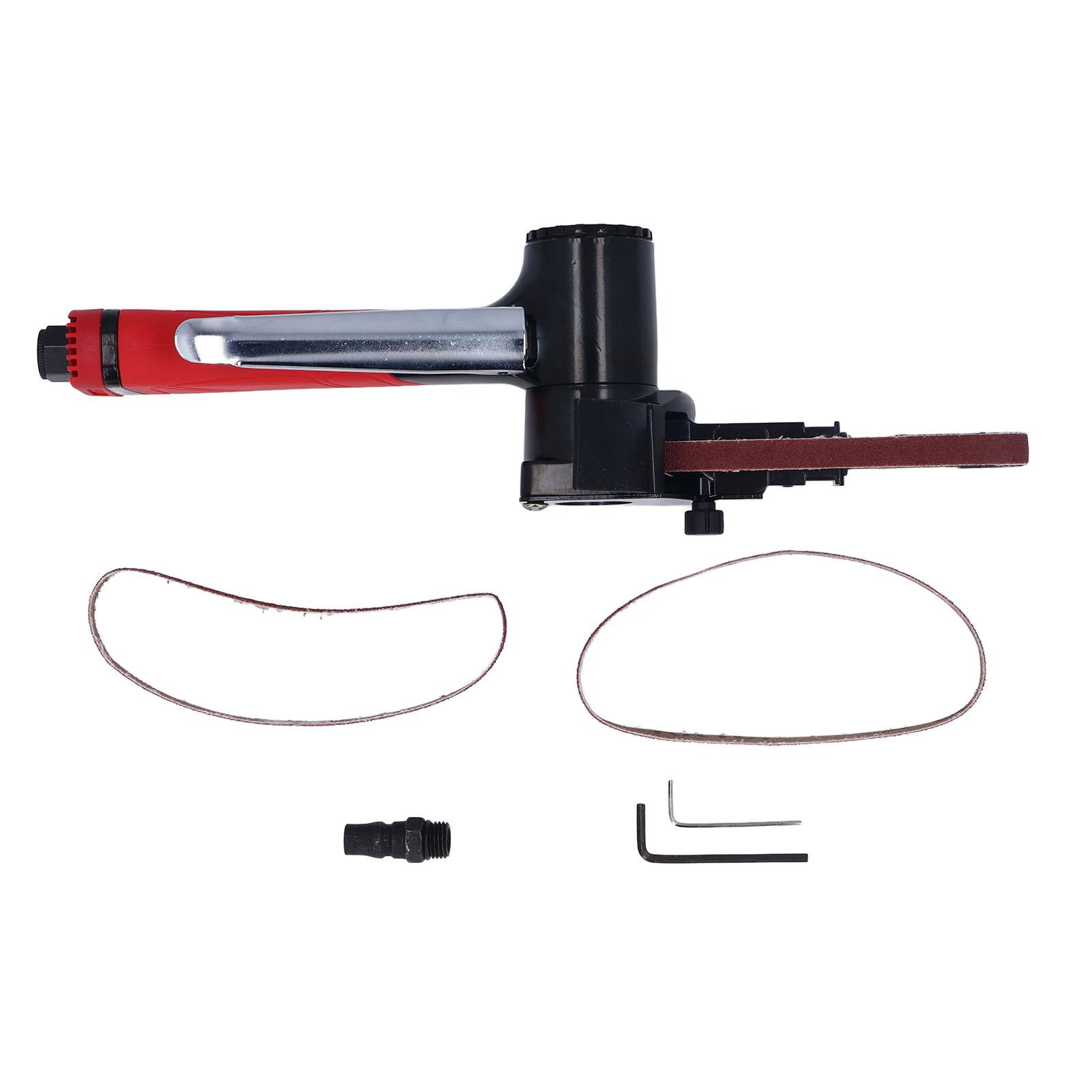 

1/4-дюймовая пневматическая ленточная шлифовальная машина с красной ручкой для шлифовки сварных швов, полировки, удаления заусенцев