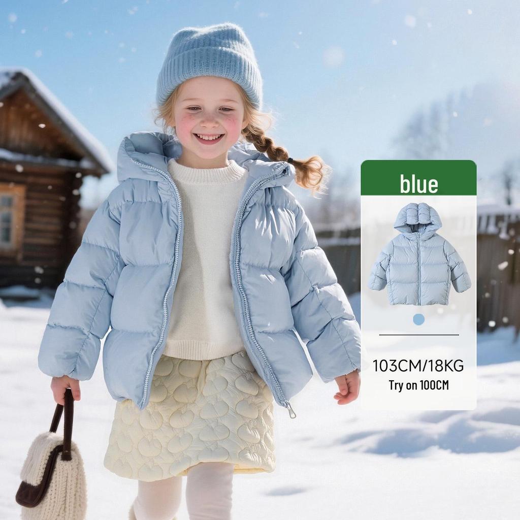 2025 Winter Kids' White Duck Down Hooded Jacket - Warm, Casual Outerwear for Boys and Girls