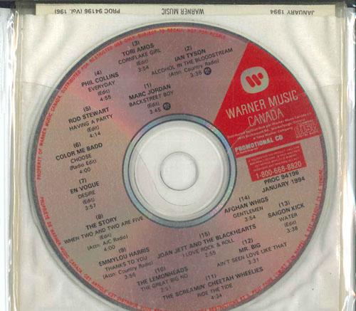 CD РАЗЛИЧНЫЕ  Warner Music Canada Январь 1994   PROC94196 WARNER MUSIC CA 1994 Канада Рок Б/у