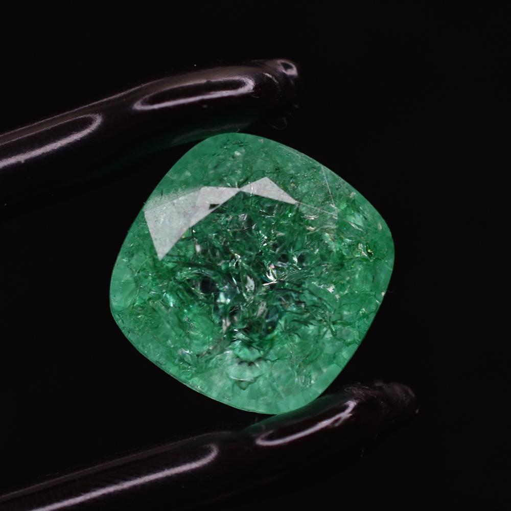 13.55 Ct Colombian Green Emerald Natural Square Cushion Cut Certified Gemstone
