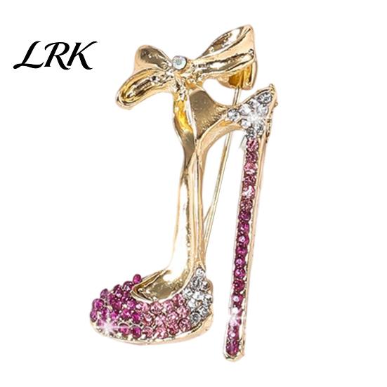 Statement Pin Brooch Pin, High Heels Bow Shape Lapel with Women Sparkling Rhinestones, Badge for Suits Coats Bags Accessories