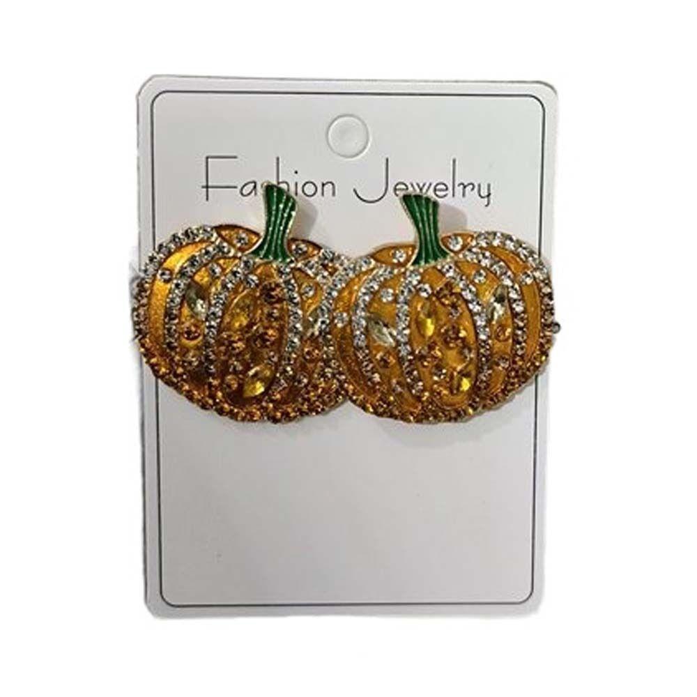 Accessories Rhinestone Pumpkin Earrings Women's Earrings Halloween Ear Stud Pumpkin Stud Earrings