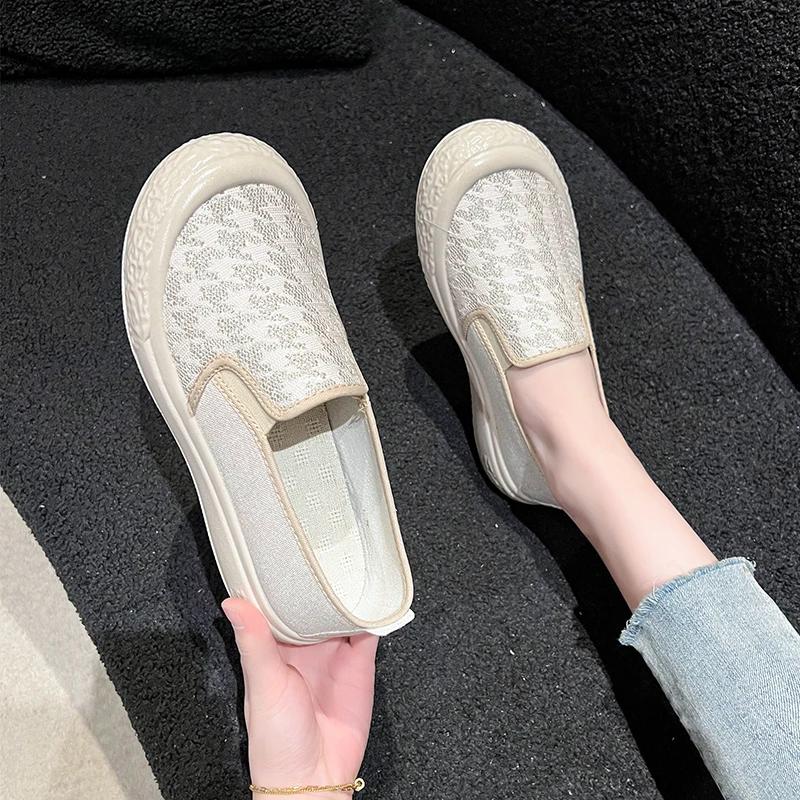 

Модная обувь Женская дышащая обувь для рыбалки с мелким горлом и плоским дном Повседневная обувь из плотной ткани на толстой подошве Женская обувь 35 чёрный