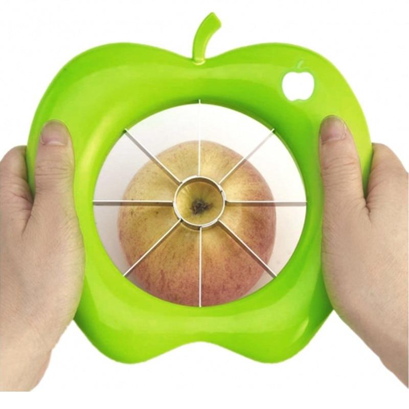Apple Slicer 6 Slices Green Fruit Cutter for Apple, Pear etc Kitchen Tool Quick Even Cuts Core Remover Easy Clean Household Fruit Slicer