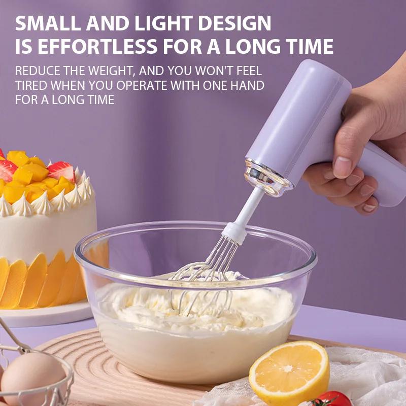 Electric Hand Mixer Rechargeable Small Whisk for Baking Cake Cream Dough Wireless Handheld Egg Beater Kitchen Cooking Tool