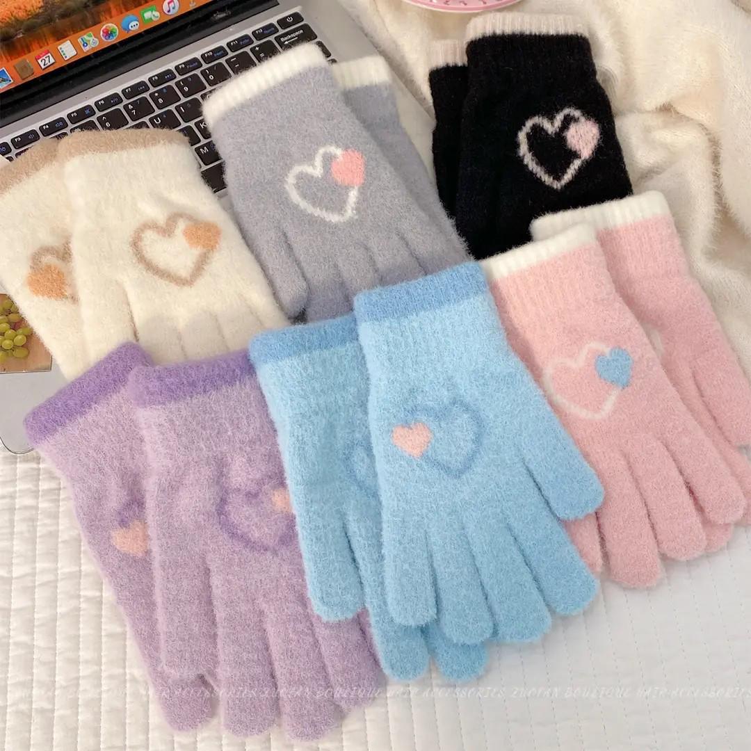 

Love Five-Finger Winter Gloves: Warm, Cold-Proof Fingerless Touchscreen Gloves for Women