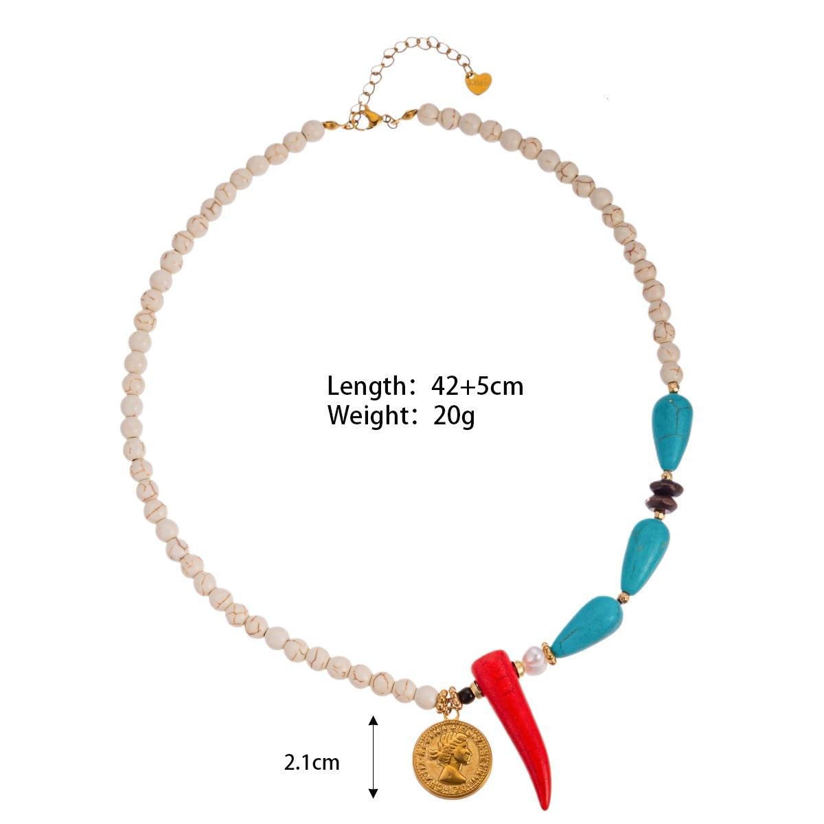 Европейское и американское ожерелье из лазурита и бирюзы, с подвеской в виде золотой монеты, простое, темпераментное, изящное, цепочка до ключицы, с сохранением цвета