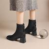 Nationaler Stil dicke Sohle kleine kurze Stiefel Herbst und Winter neue Temperament bequeme einzelne Stiefel quadratische Spitze kleine Lederstiefel