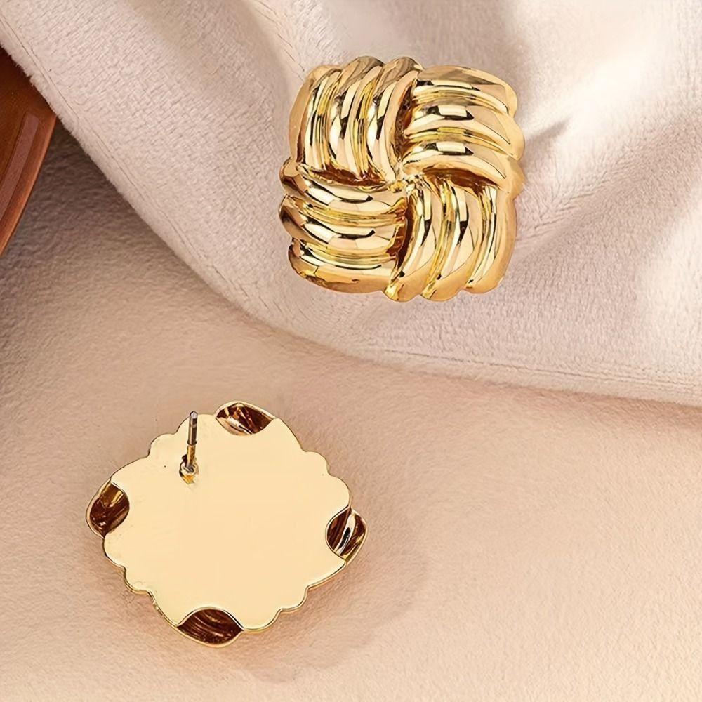 Square Shaped Wave Stud Earrings Vintage Twisted Earrings Trendy Ear Studs  Daily
