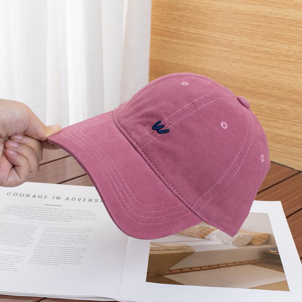 Simple retro autumn and winter small w letter baseball cap women's big head circumference deepened wide brim showing face small cap