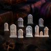 Miniature Gothic Figurines 10Pcs Mini Tombstone, 3D Printed Unpainted Gravestone Model Kit, Micro Cemetery PLA Parts Diorama Accessories, Halloween