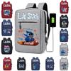 Spacious Usb Charging Stitch Backpack Nylon Material School Bag For Students