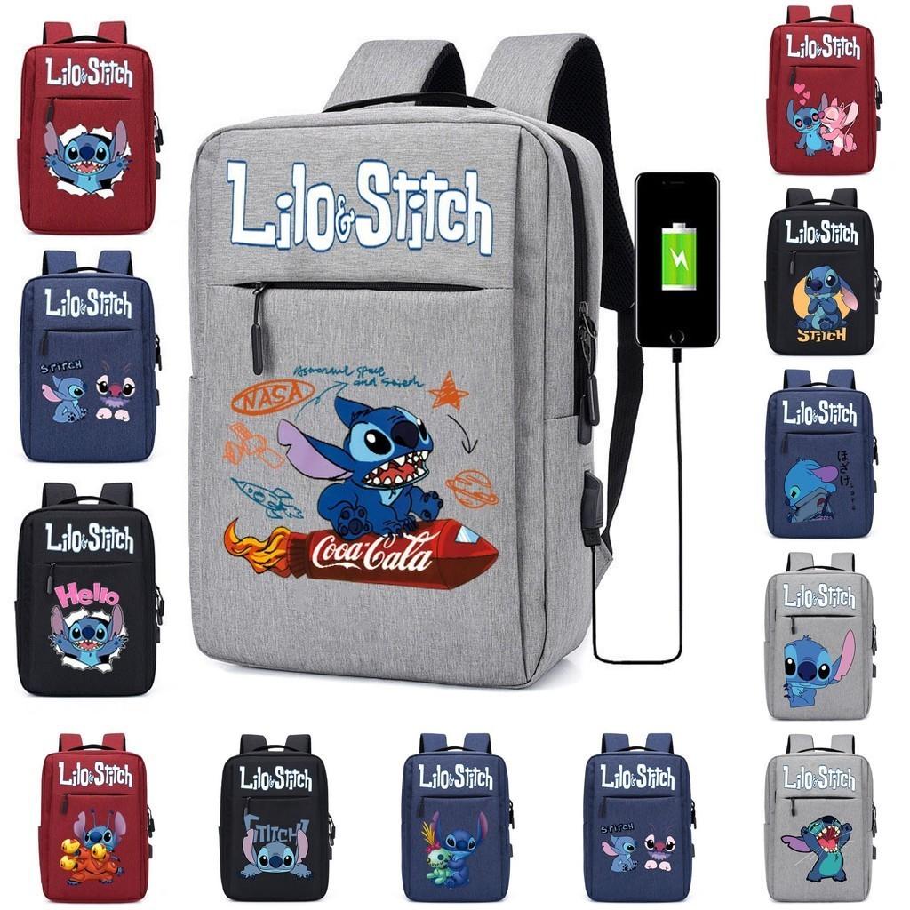 Spacious Usb Charging Stitch Backpack Nylon Material School Bag For Students