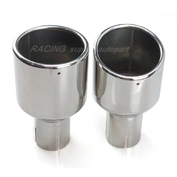 1 Piece 114mm Outlet Universal Modification Car Accessories Silver Curly Flange Muffler Exhaust Stainless Steel Tip End Pipe