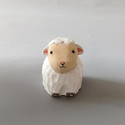 Kleines Schaf Holzschnitzerei Ornament - Niedliches Schreibtisch Geburtstag/Festtagsgeschenk, Heimdekoration
