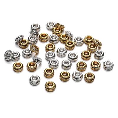 50 peças/lote 7mm cor ouro antigo pulseira de contas descobertas contas espaçadoras soltas para fabricação de joias suprimentos acessórios faça você mesmo