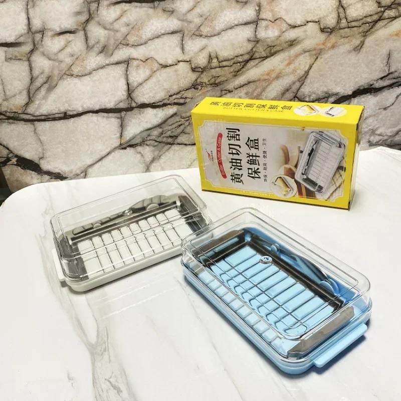 Butter Cutter Stainless Steel Slicer Cheese Tools Glass Butter Keeper Container Box Multifunction Kitchen Storage Accessories