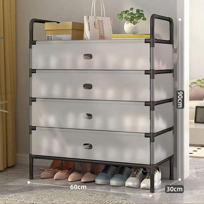 Sturdy Dustproof Multi-Layer Shoe Rack: Durable, Thickened, Large Capacity Storage Cabinet for Dorm or Rental Room.
