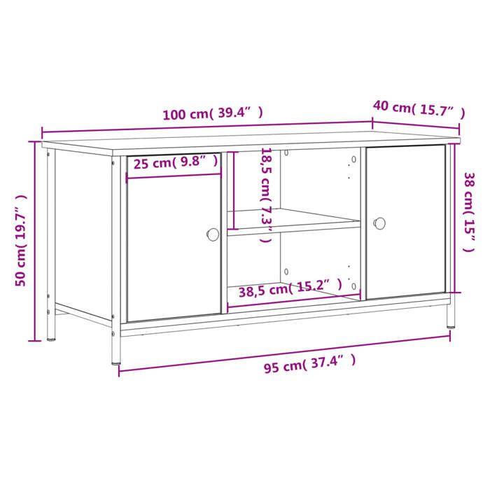 VidaXL Meuble TV Noir 100x40x50 cm Bois d'ingénierie 832763