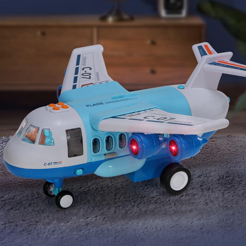 Airplane Plane Toy With Smoke Sound Light Fricton Powered Educational Toy Vehicle With Mini Cars Great Gift For Boys Girls