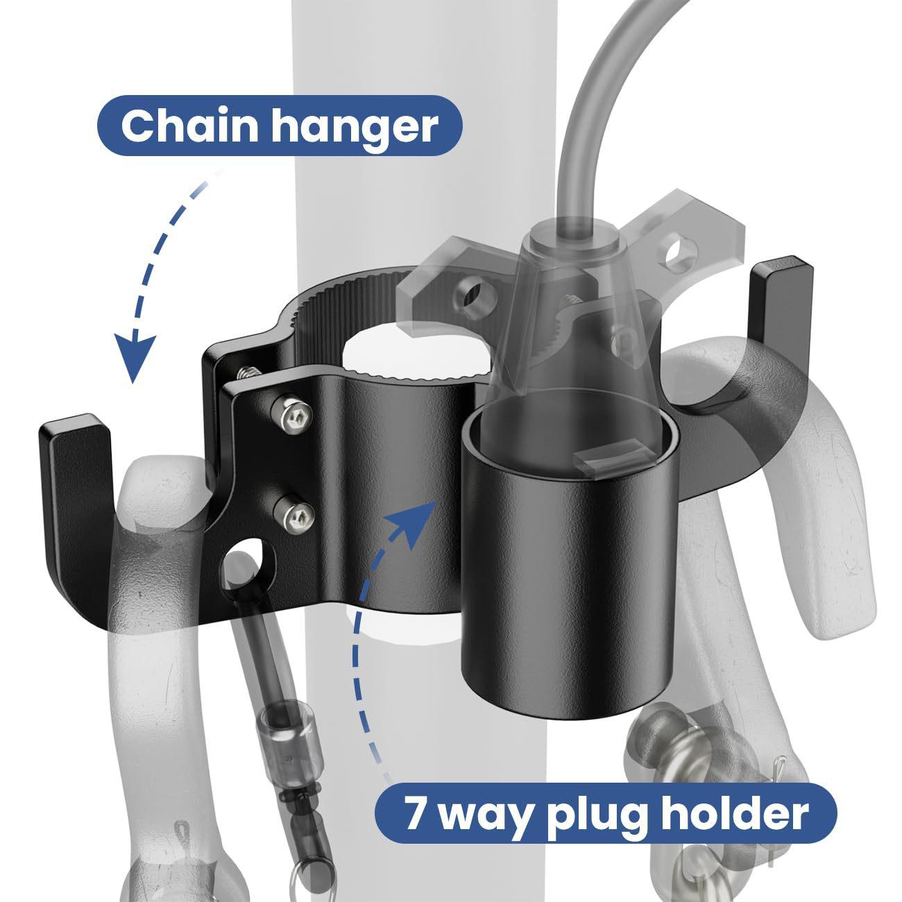 

Aluminum Trailer Chain Holder, Trailer Towing Chain Organizer With 7 Way Rv Chain Plug Holder Cover, Heavy Duty Anti-Rust Cable Wire Harness Holder