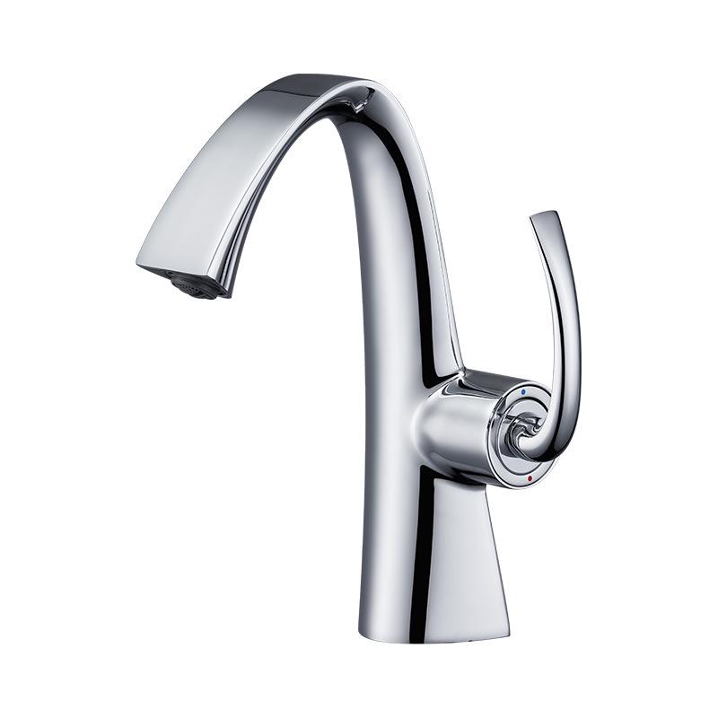 

Artistic Brushed Nickel Basin Faucet with Hot and Cold Water