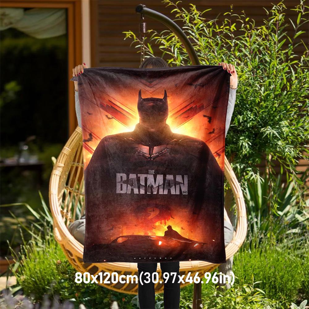 

1pc Batman 2022 Movie Poster Outdoor Blanket - Throw Blanket, Soft , Flannel Blankets, Living Room, Travel, Camping-1102035 80x120cm