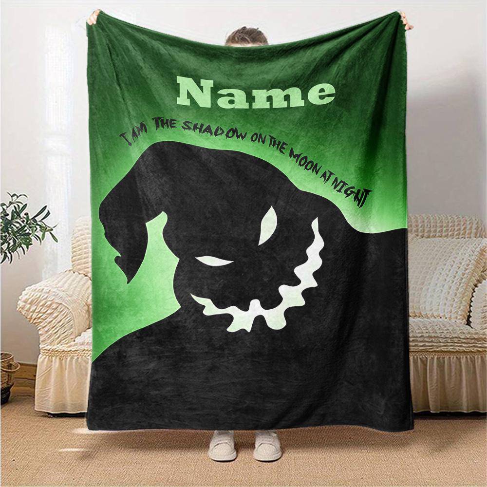 Custom Name The Nightmare Before Christmas Theme Printed Blanket - Perfect for Couch, Bed, Travel & Outdoor Use | Machine Washable, Cozy & Durable.