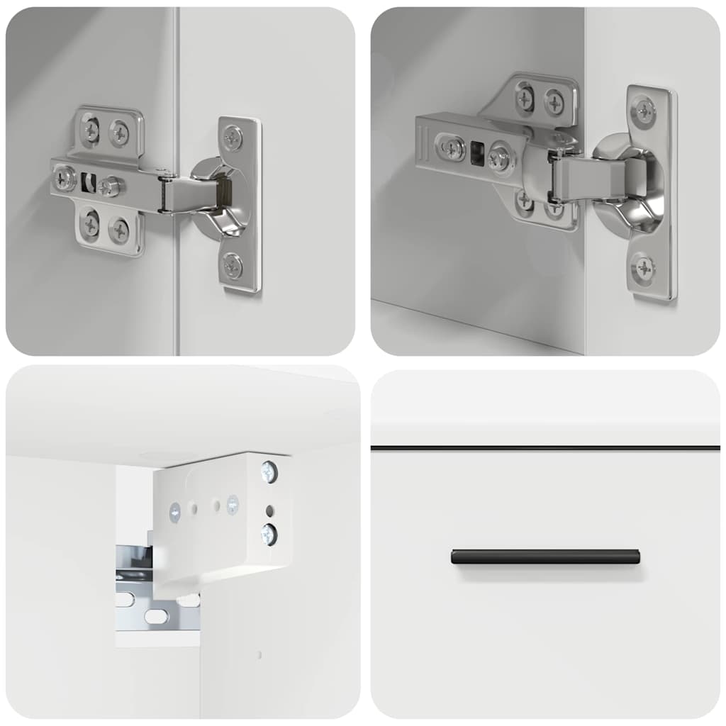 Bathroom Furniture Set with Shelf 2 Pcs White Plywood and Metal