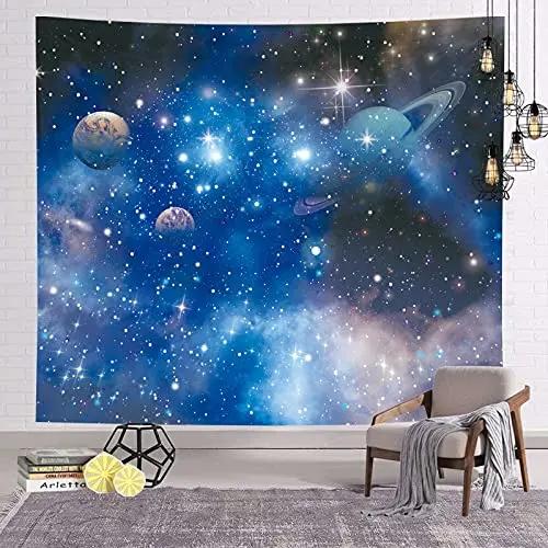 Death Planet Tapestry Death Stars Blue Galaxy Planet Cosmic Wall Hanging Art Decor Bedroom Living Room College Dorm Tapestries