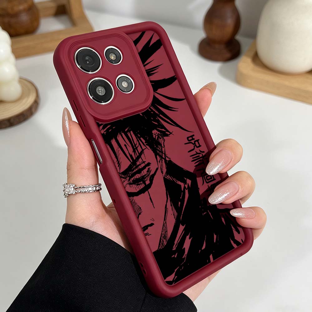 Luxury J-Jujutsu Kaisen Silicone Case For Motorola Moto G86 G85 G75 G56 G06 Edge 70 60 50 Fusion Eye Ladder Phone Case