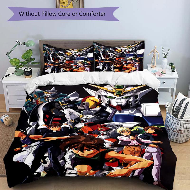 Mobile Suit Adventure Print 3Pcs Bedding Setduvet Cover With 2 Bedropillowcase Home Birthday Gift