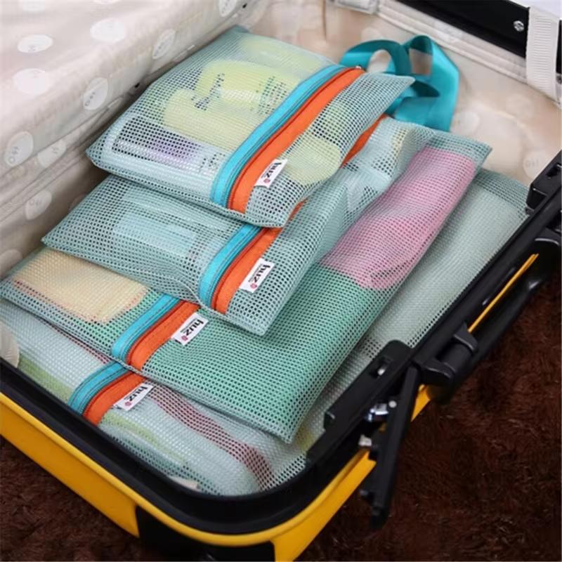 

4 Pcs Set Travel Organizer Storage Bags Portable Large Capacity Clothing Underwear Packing Cubes Cases Wardrobe Suitcase Luggage 4pcs зелёный