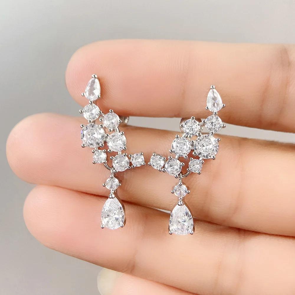 New Crystal Pendant Earrings with Zirconia Gorgeous Girls' Wedding Party Fashion Jewelry Light Luxury Personalized